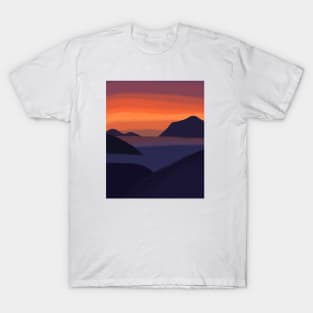 Sunset Sky Colors with Dark Mountains T-Shirt